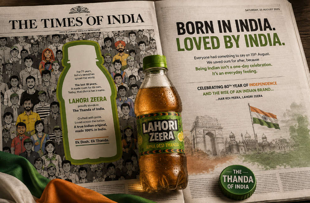 Lahori Zeera Print Advertising newspaper campaign featuring The Thanda of India and Born in India Loved by India. Suggested Filename:
